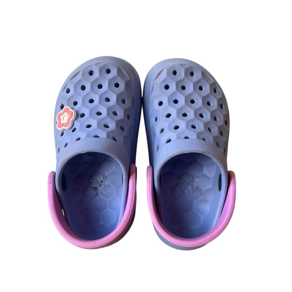 5/$20 Kids Purple Foam Clog Sandals with Pink Heel Strap
